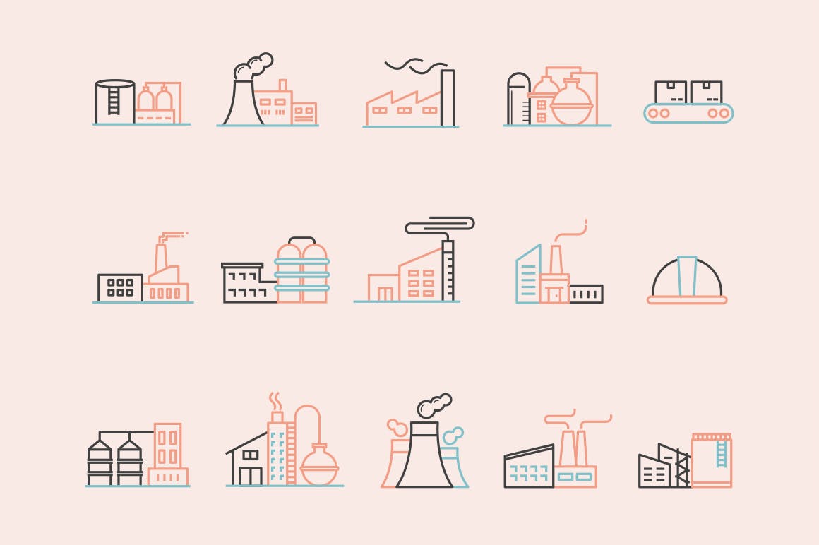 15枚工厂/工业生产主题矢量素材库精选图标 15 Factory Icons插图(1)