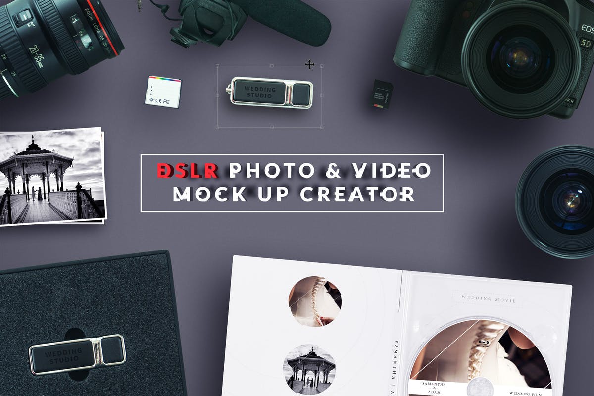 DSLR拍照/摄像场景样机 DSLR Photo / Video Mock Up Creator插图