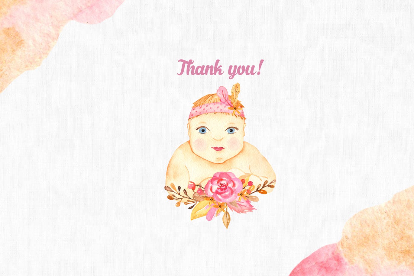 女新生儿婴儿水彩手绘矢量剪贴画/卡片/无缝图案背景素材 It’s a girl watercolor clipart, cards, patterns插图(10)