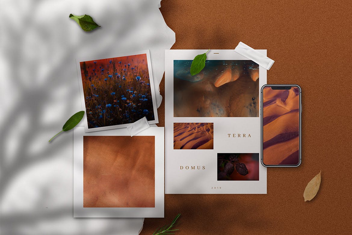 创意设计多媒介预览样机模板 Copper Realistic Moodboard Mockups插图(1)