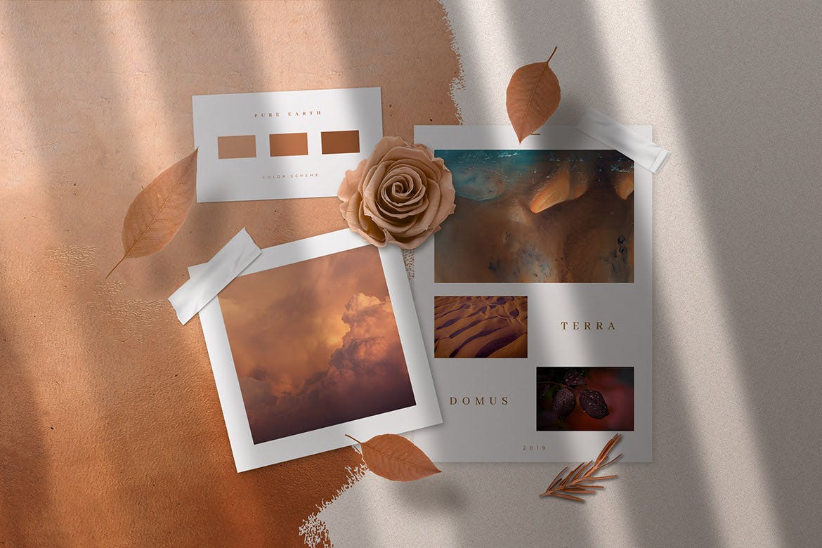 创意设计多媒介预览样机模板 Copper Realistic Moodboard Mockups插图(3)