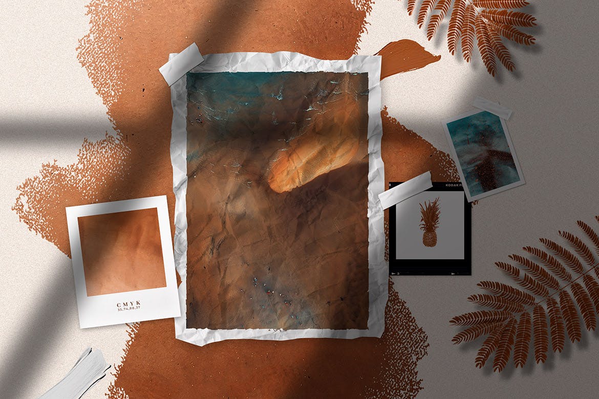 创意设计多媒介预览样机模板 Copper Realistic Moodboard Mockups插图(6)