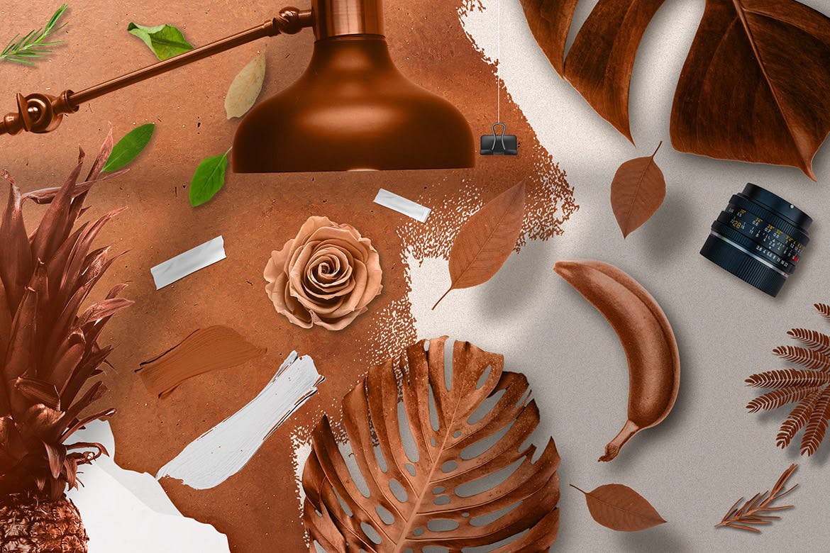 创意设计多媒介预览样机模板 Copper Realistic Moodboard Mockups插图(7)