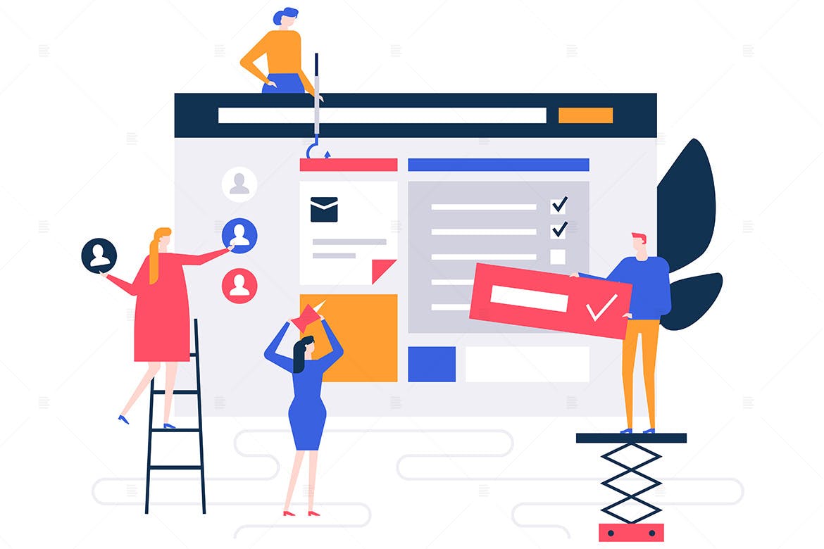 高效规划主题扁平设计风格概念插画 Efficient planning flat design style illustration插图