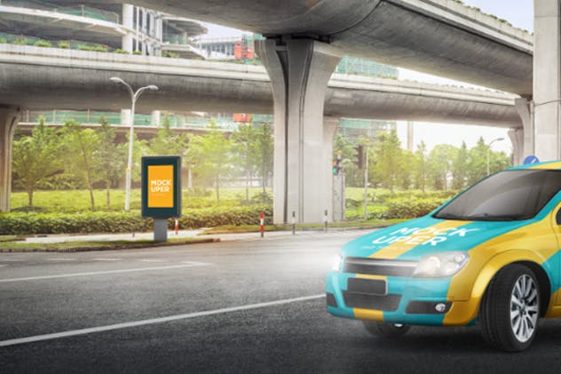 小货车＆汽车车身广告设计效果图样机素材库精选模板 Van & Car Mock-Ups (2 PSD)插图(2)