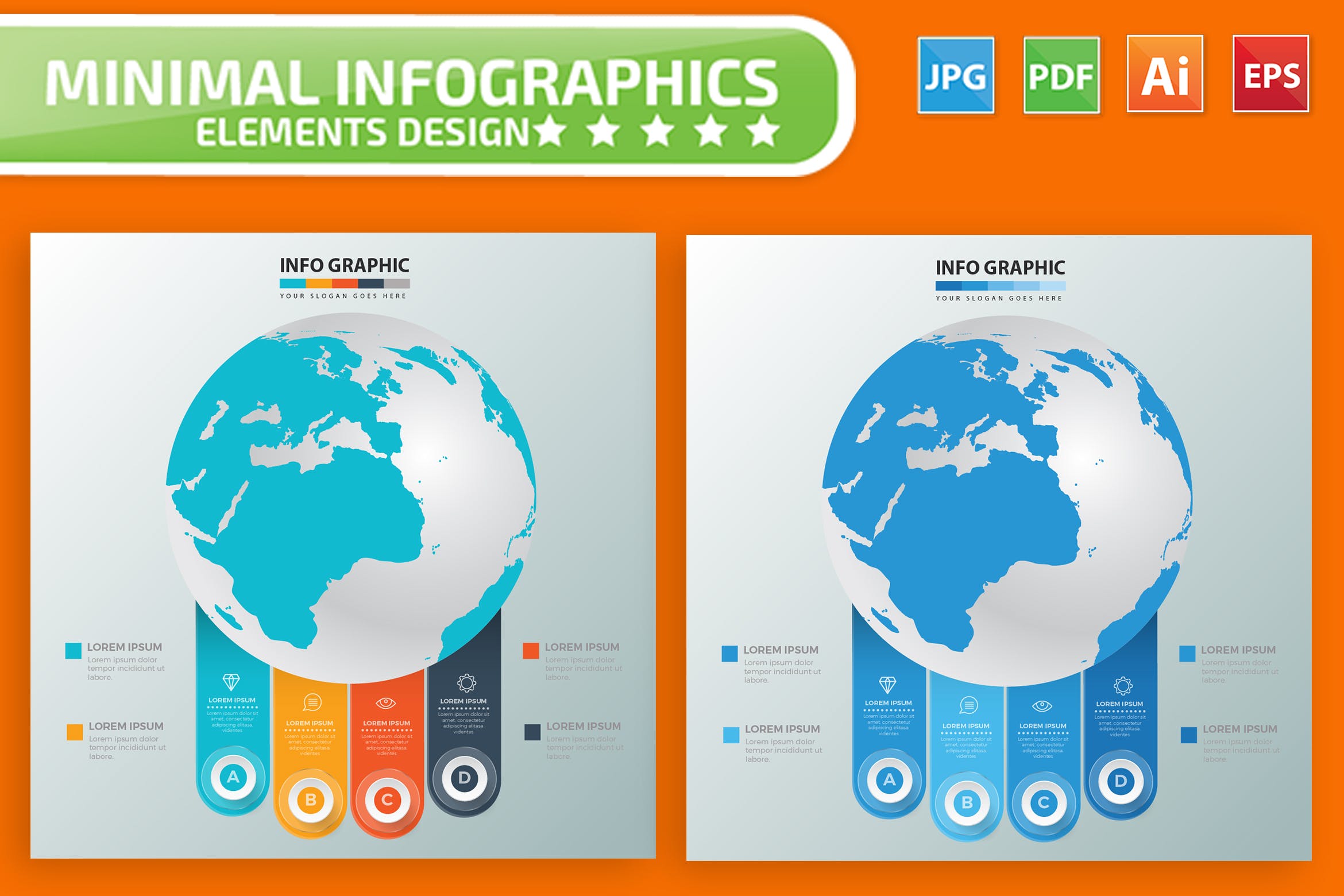 全球数据化信息图表矢量图形素材库精选素材 Global Infographic Elements Design插图
