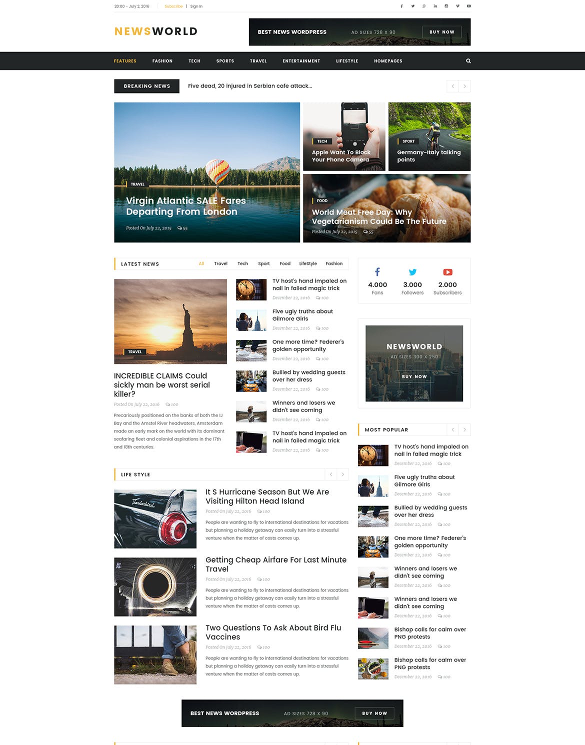 新闻资讯杂志类网站设计HTML模板素材库精选 Newsworld | Mutil-Concept Magazine HTML5 Template插图(3)