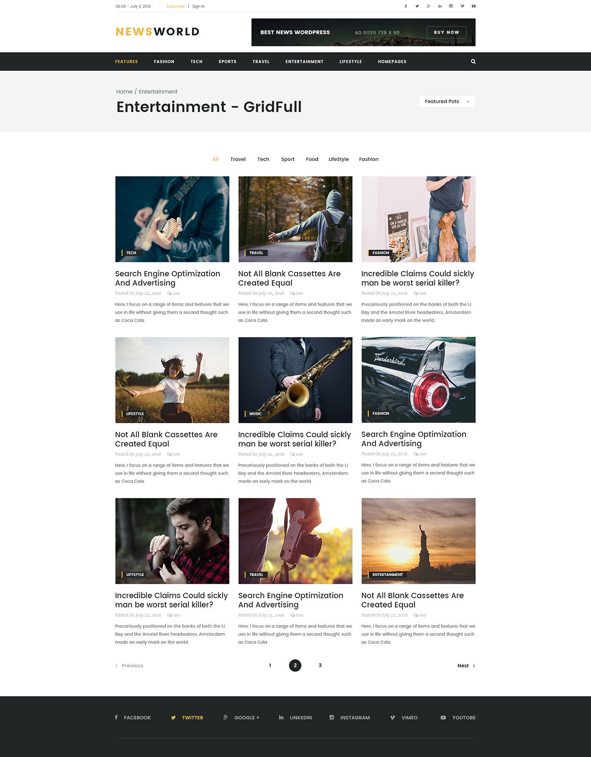 新闻资讯杂志类网站设计HTML模板素材库精选 Newsworld | Mutil-Concept Magazine HTML5 Template插图(8)