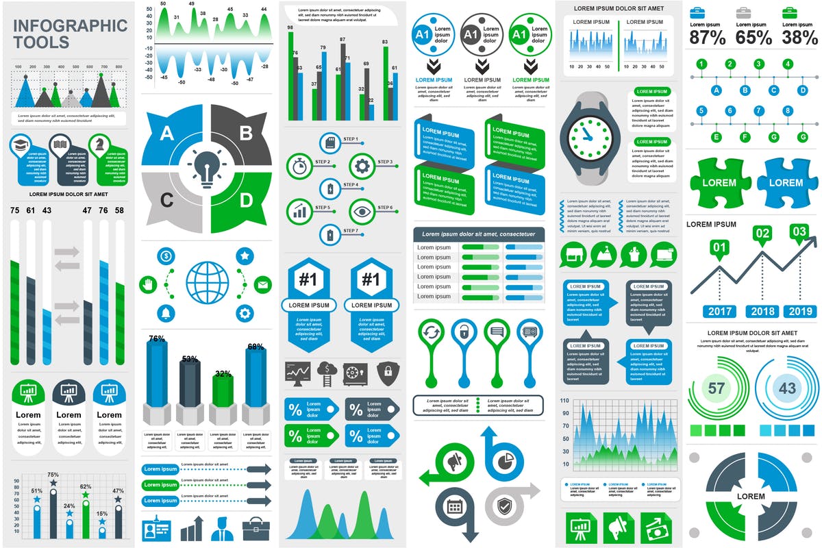 强大的幻灯片设计信息图表元素模板 Presentation Infographic Elements Template插图
