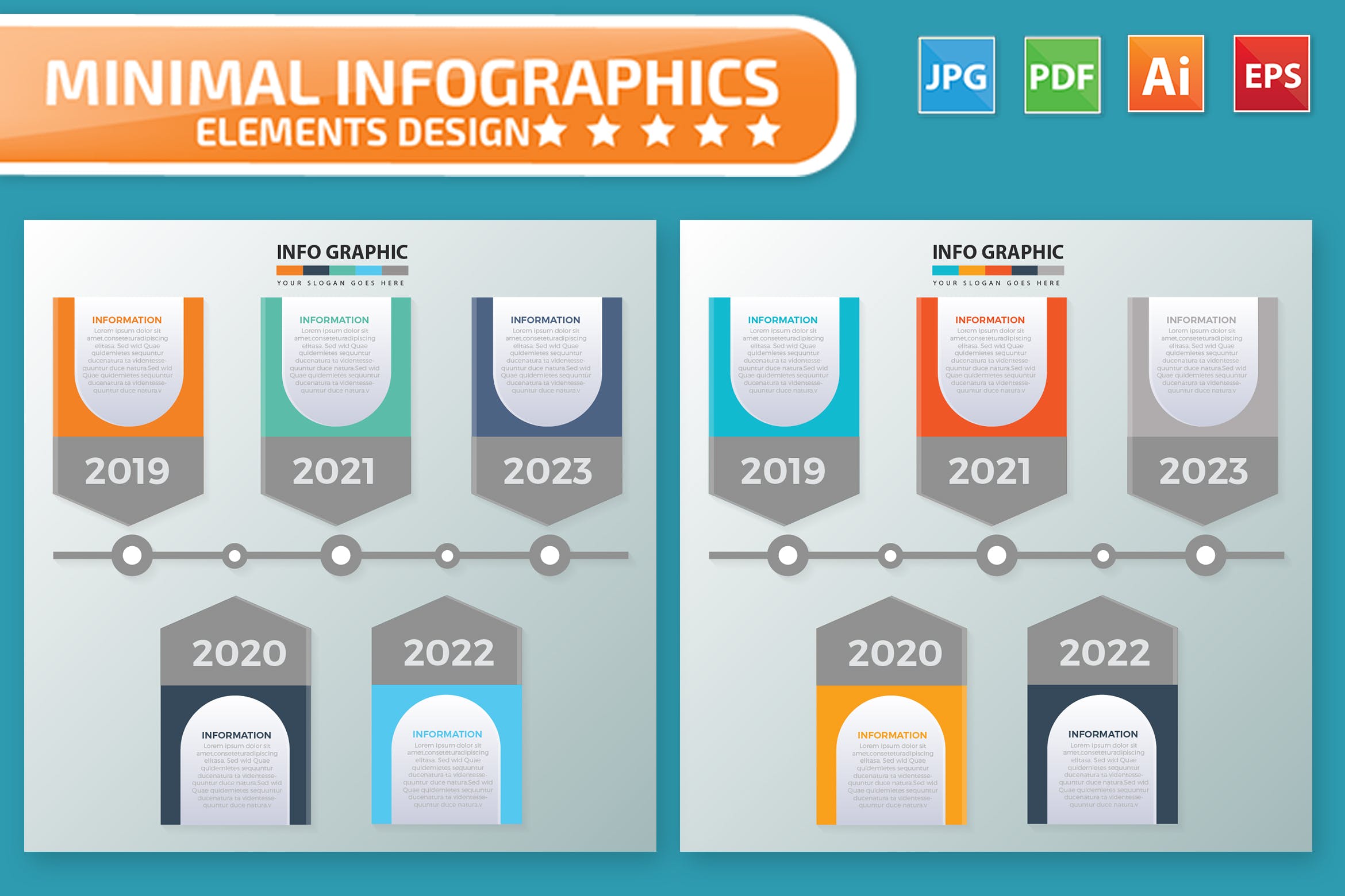 时间轴元素信息图表设计素材 Timeline Infographic Elements插图