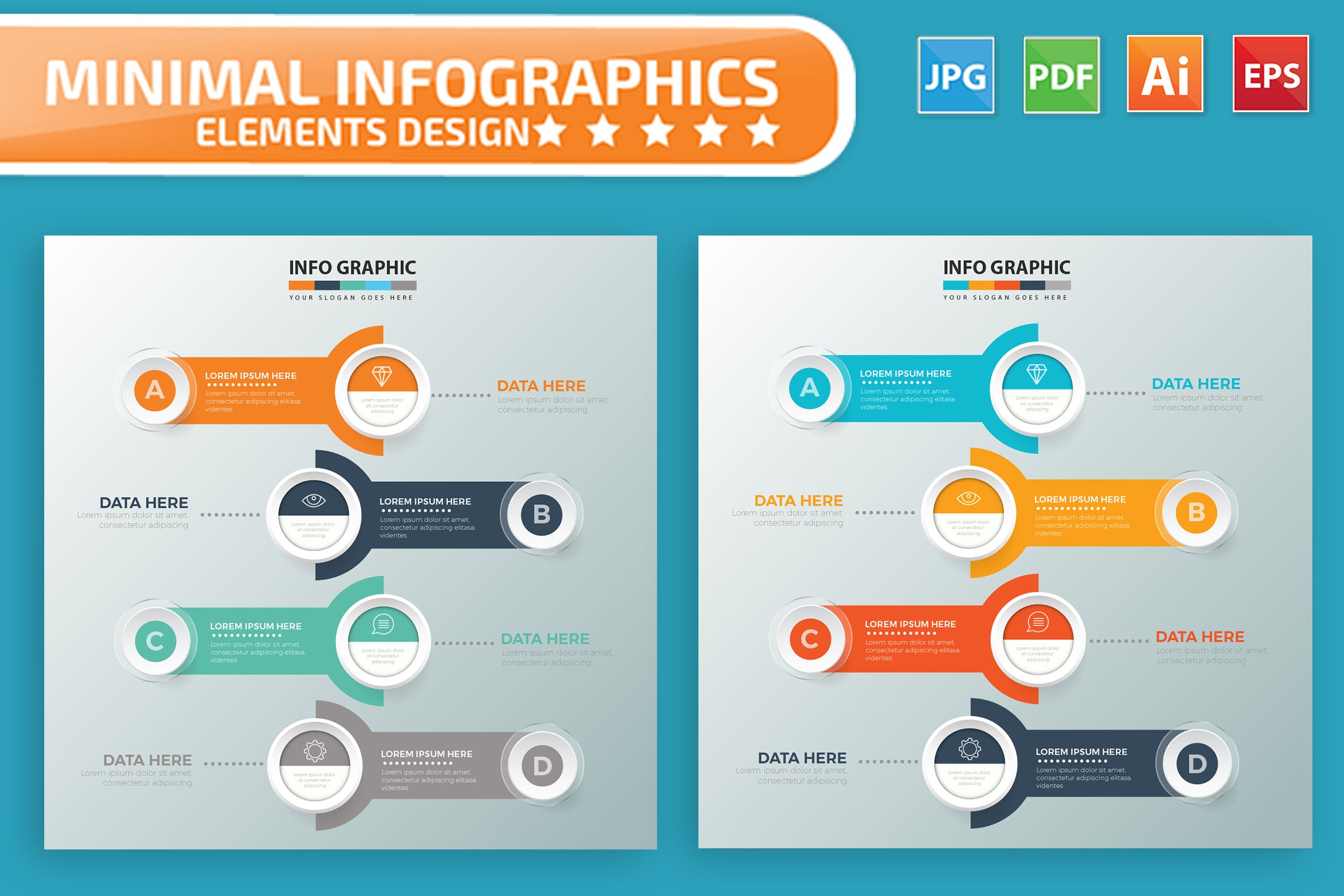 要点说明/重要特征信息图表矢量图形素材库精选素材v4 Infographic Elements Design插图