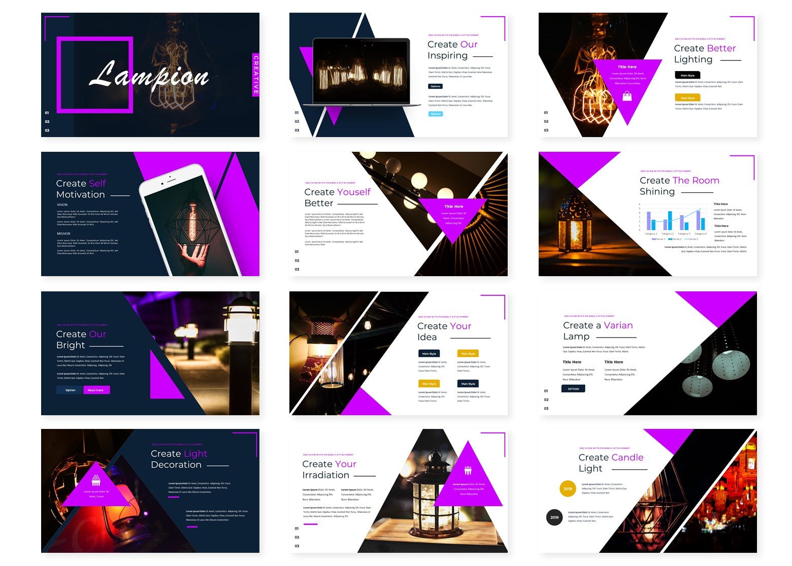 创意灯具设计加工工厂介绍PPT模板下载 Lampion – Powerpoint Template插图(1)