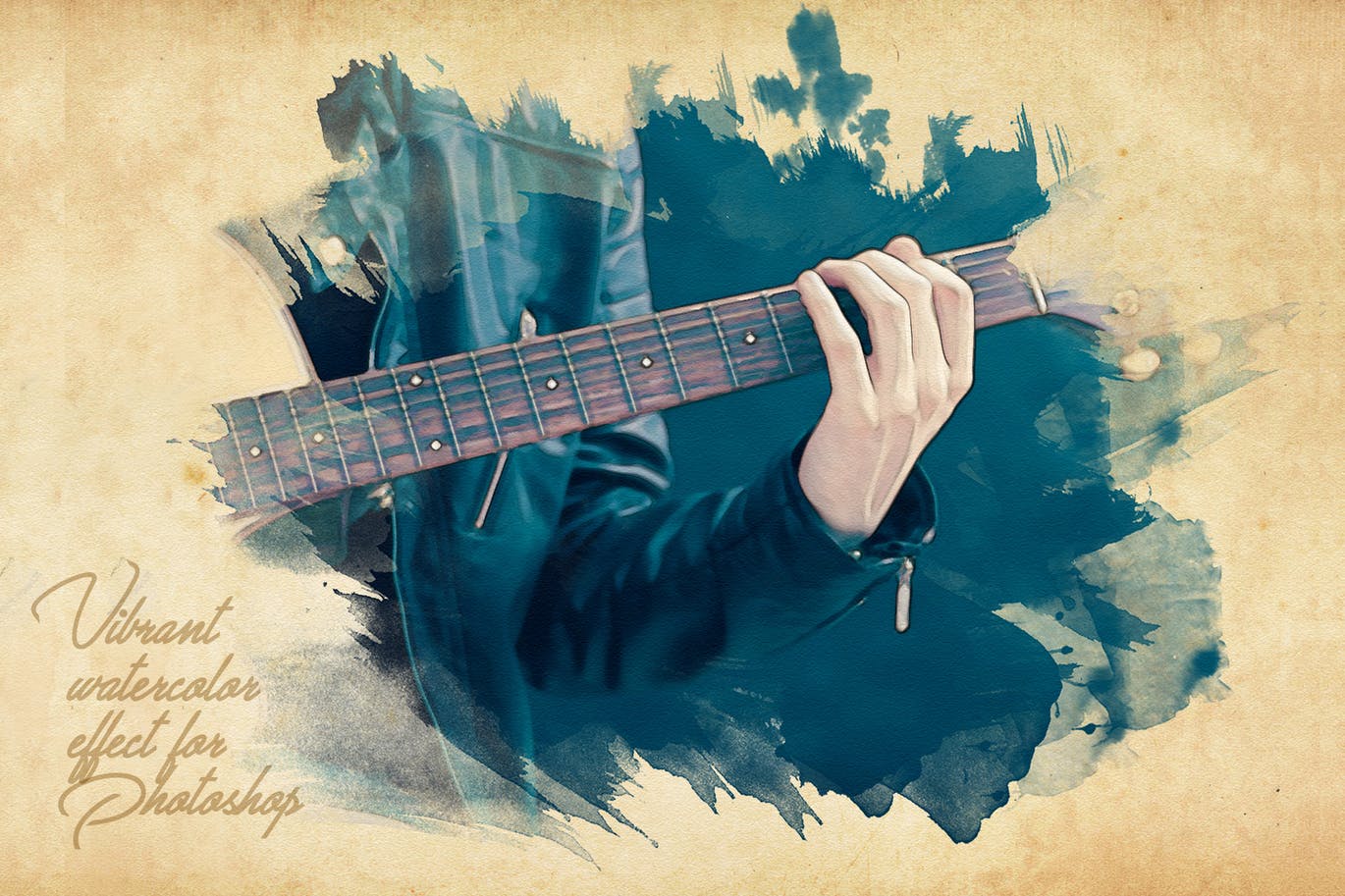 充满活力的逼真水彩遮罩效果PS动作 Vibrant Watercolor Effect – Photoshop Action插图