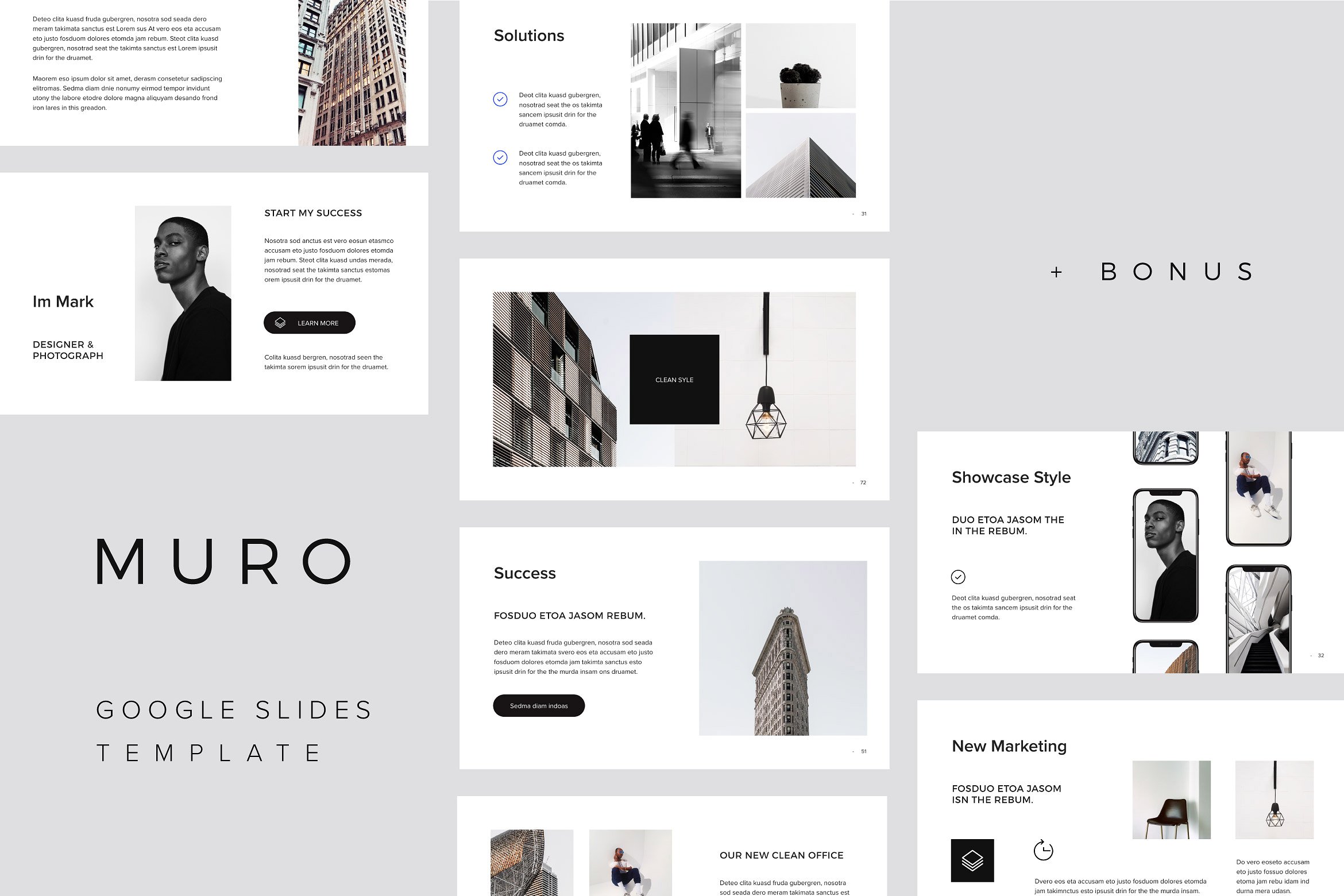 现代简约风格企业团队介绍谷歌幻灯片模板 MURO – Google Slides Template +Bonus插图