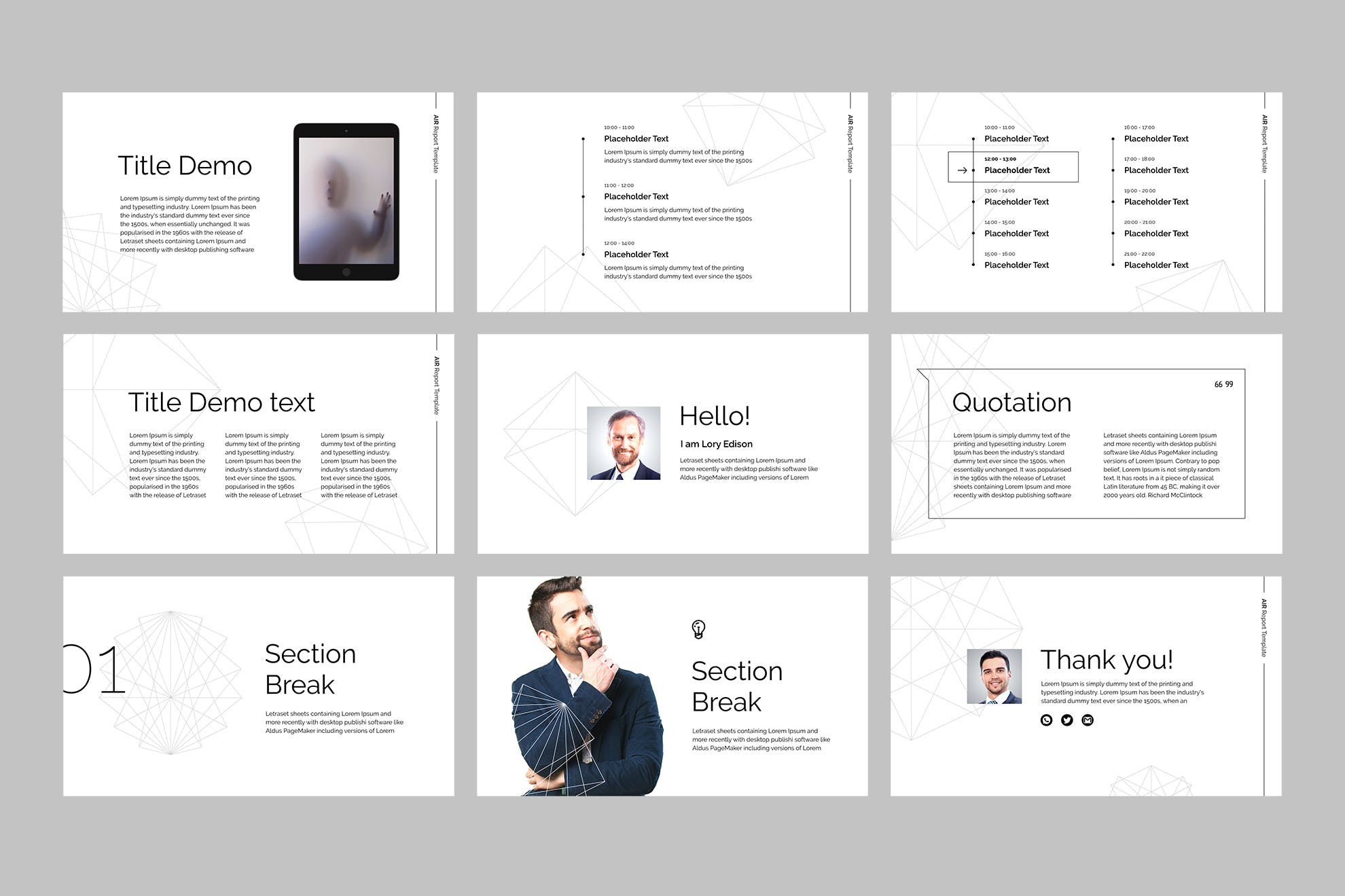 SWOT分析/数据报表会议报告Google演示模板素材库精选 Air – Google Slides Report Template插图(6)