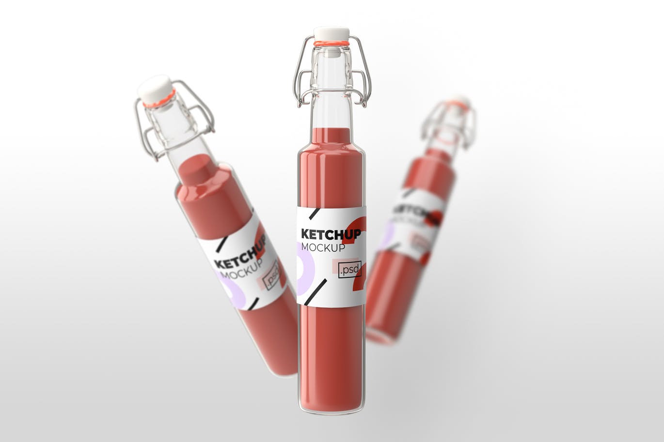 番茄酱玻璃瓶素材库精选模板 Realistic Ketchup Glass Bottle – Mockups插图