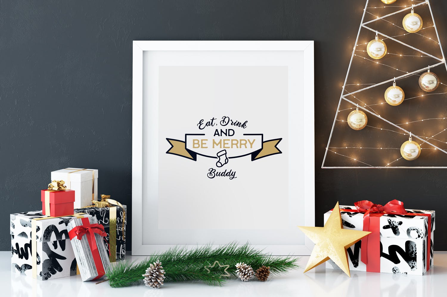 圣诞节主题T恤创意徽章印花设计素材 Merry Christmas T-Shirt. Vector Print, Holiday SVG插图(1)
