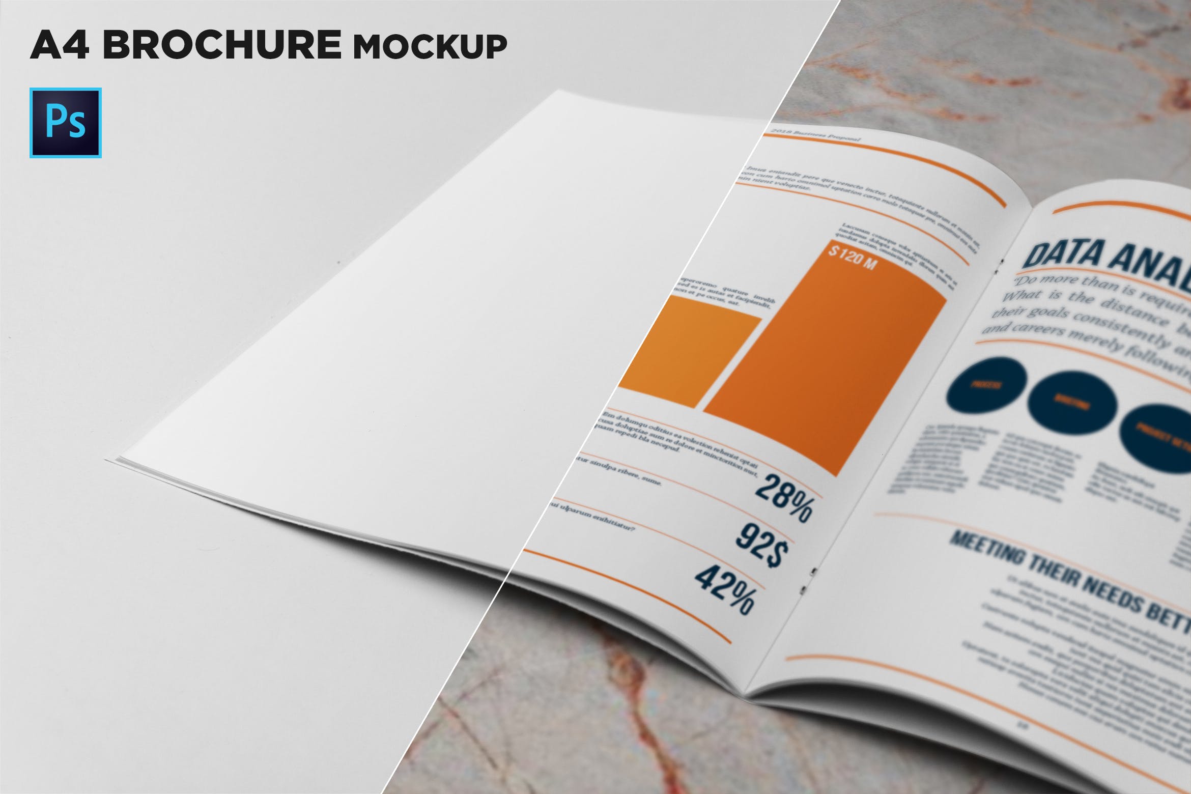 A4尺寸企业/品牌宣传册特写样机素材库精选模板 A4 Brochure Closeup Mockup插图