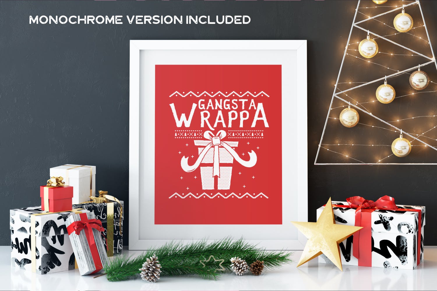 圣诞主题T恤印花手绘设计素材 Christmas Sweater T-Shirt Design. Xmas Ugly Party插图(1)