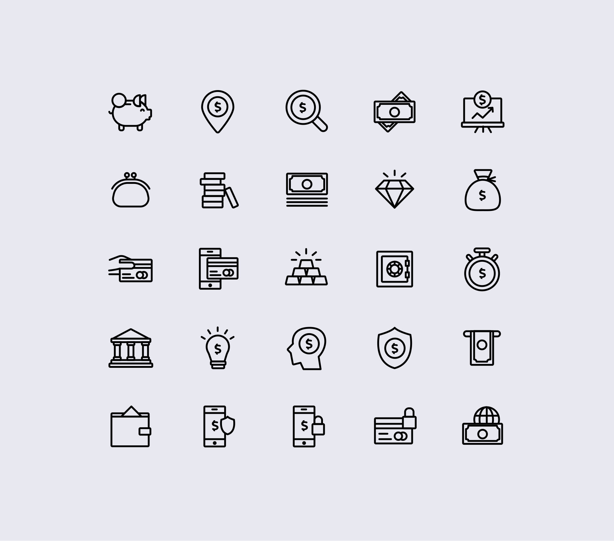 金融主题矢量线性图标设计素材 Finance Vector Line Icons插图