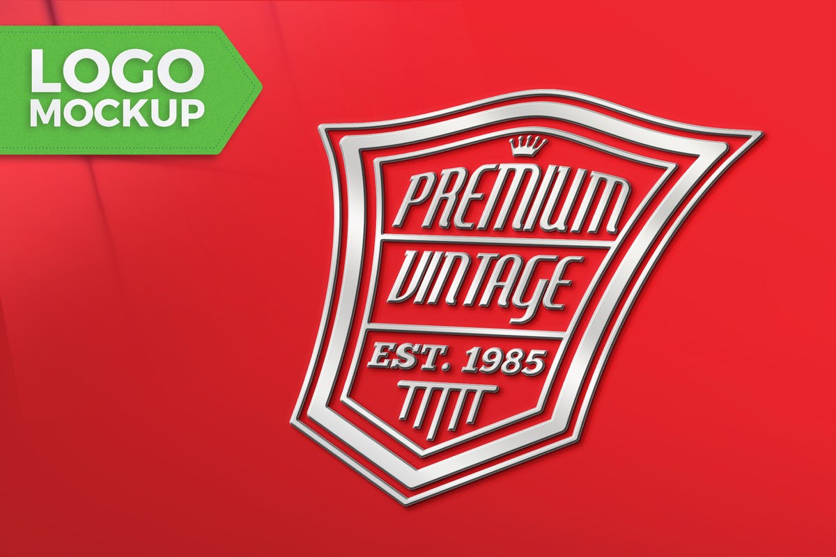 红色背景商标Logo设计印刷效果图素材库精选 Red Logo Mock-Up插图