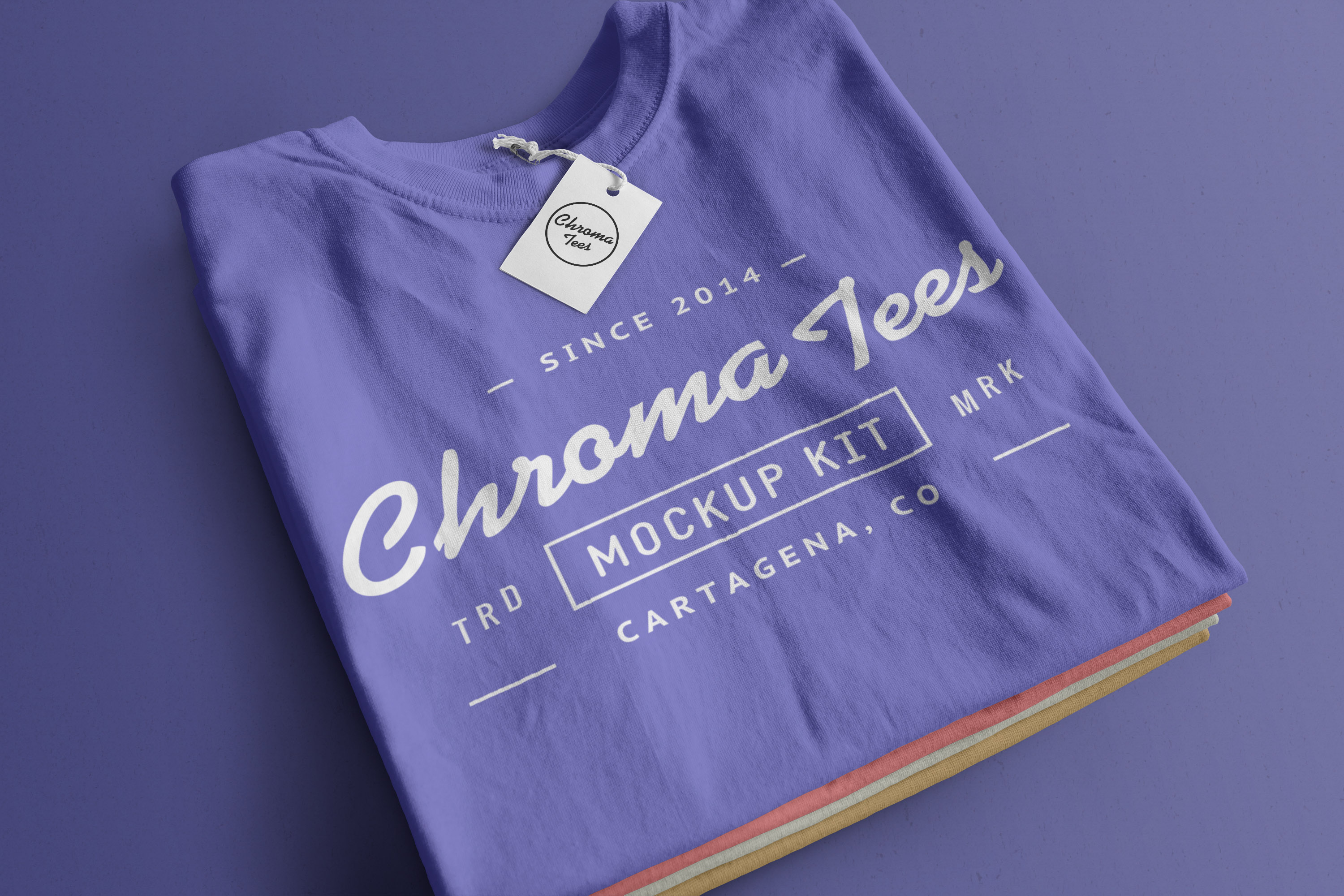 整齐堆叠T恤实物印花图案设计效果图样机02 Stack of Folded T-Shirts Mockup 02插图
