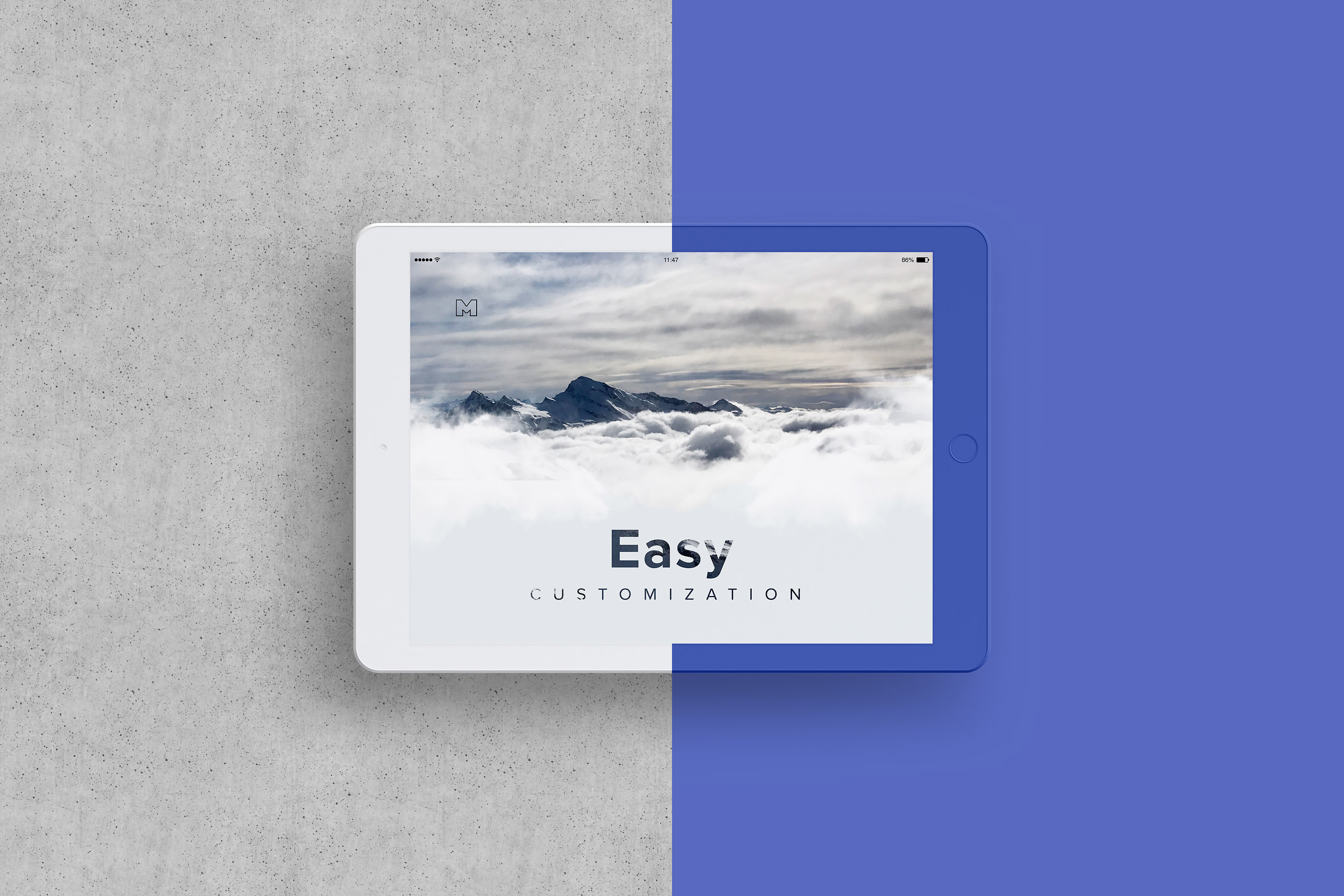 iPad平板电脑屏幕演示俯视图样机04 Clay iPad 9.7 Mockup 04插图(3)