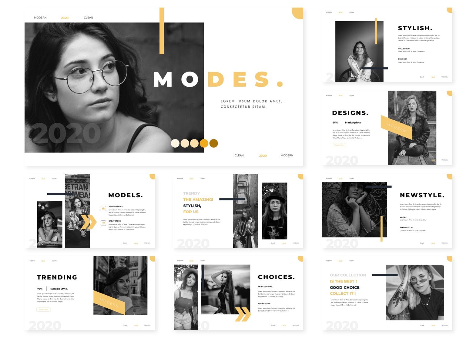 平面模特/创意摄影服务主题素材库精选Keynote模板模板 Modes | Keynote Template插图(1)