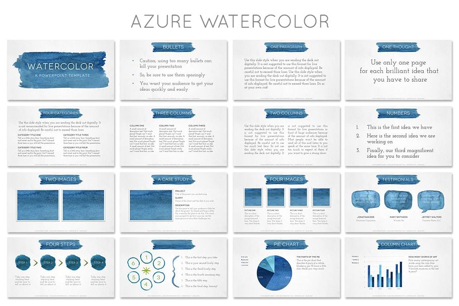 水彩背景PPT幻灯片模板 Watercolor Powerpoint Template插图(1)