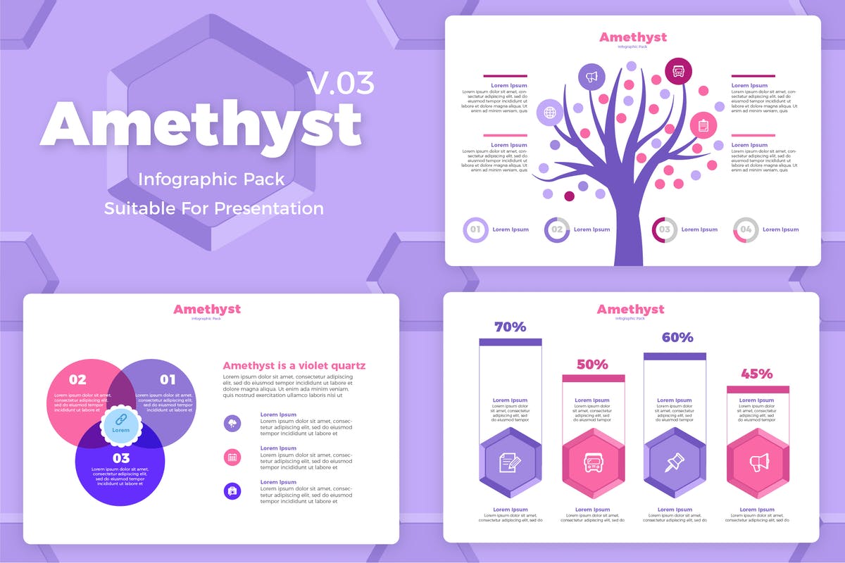 高质量PPT幻灯片设计信息图表矢量模板v3 Amethyst V3 – Infographic插图