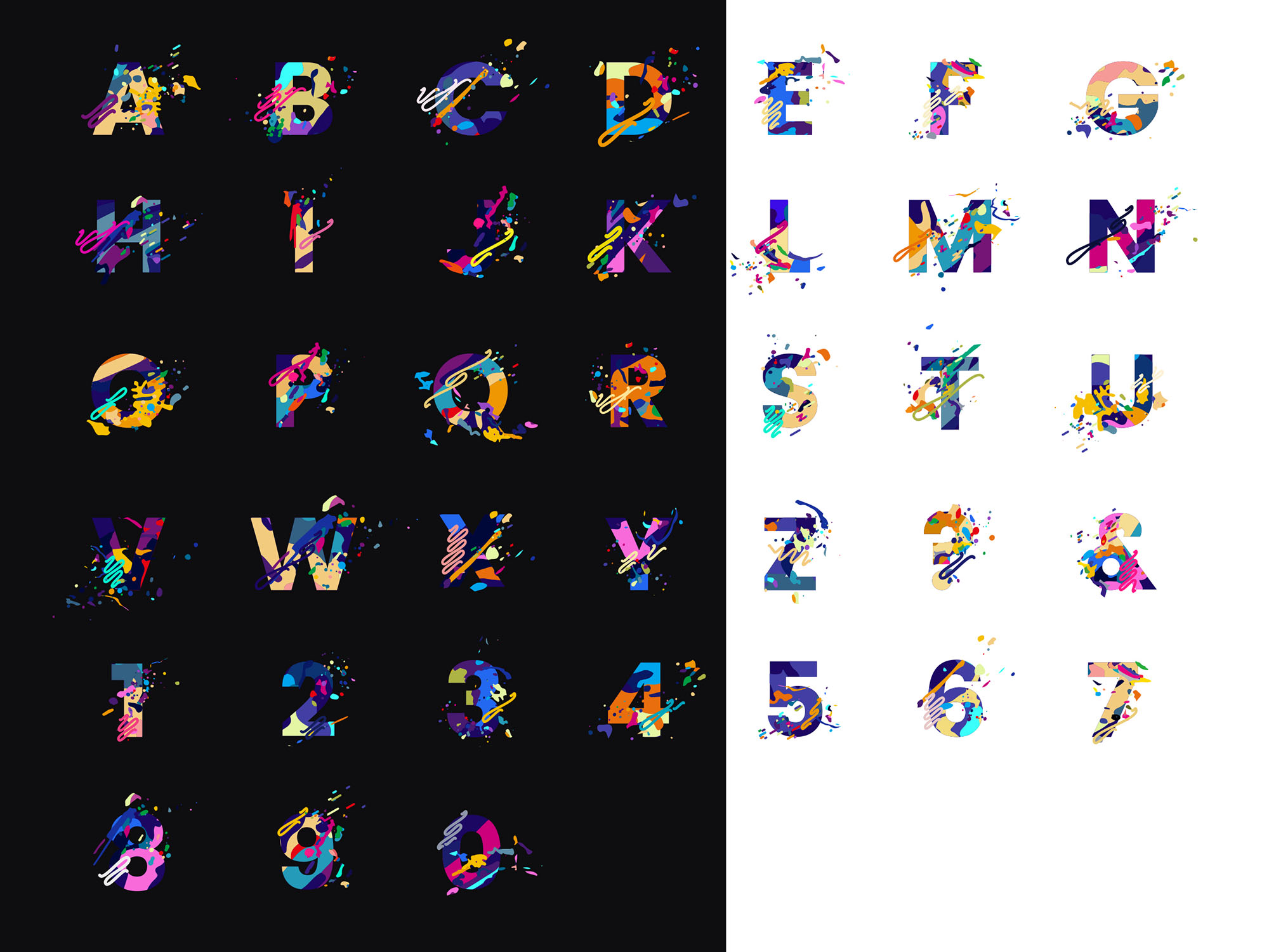 油漆飞溅英文创意艺术装饰字体素材库精选 Splash Letters Font插图(1)