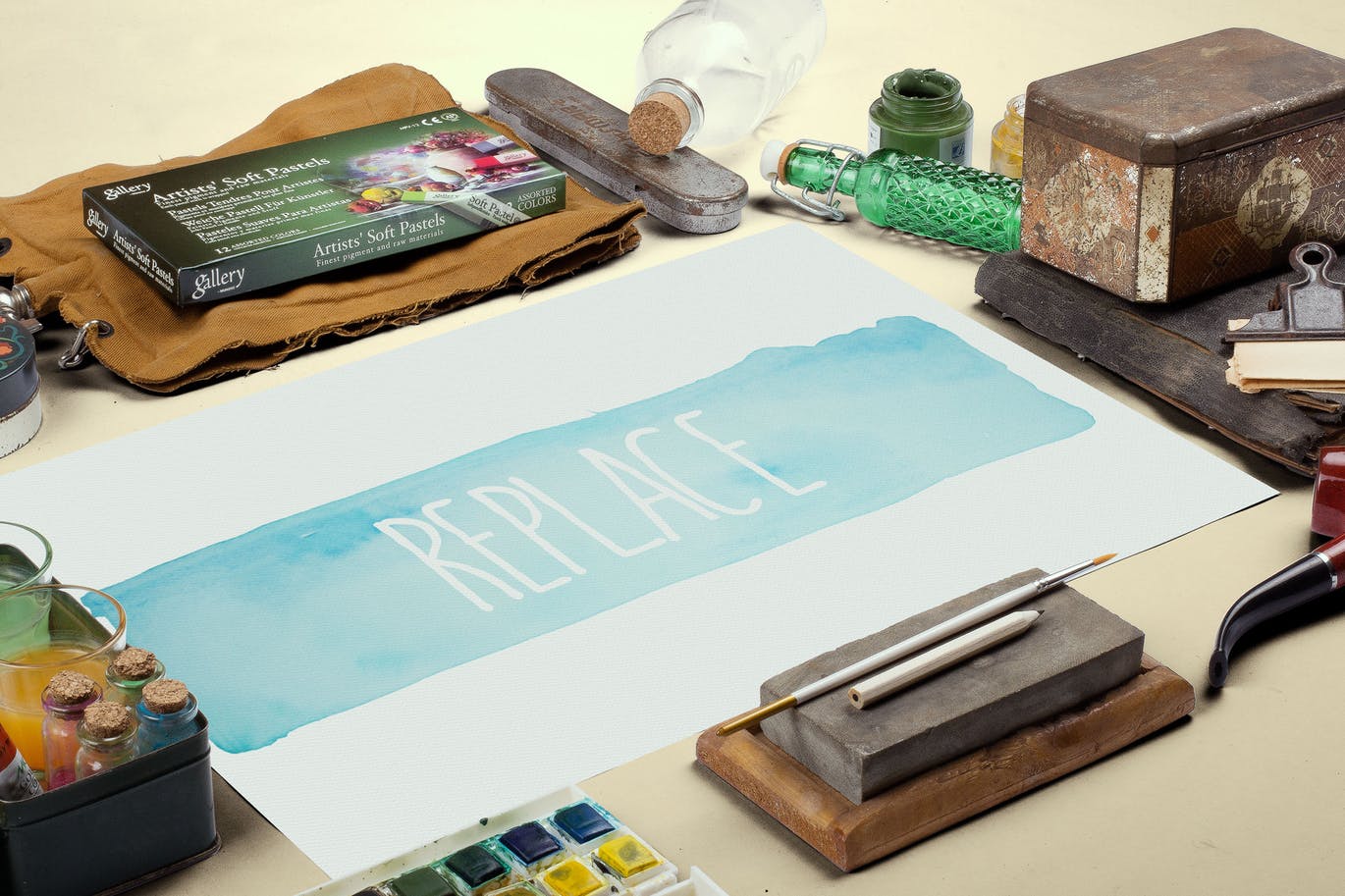水彩手绘作品欣赏展示样机模板#2 Watercolor Paint Mockup Template #2插图