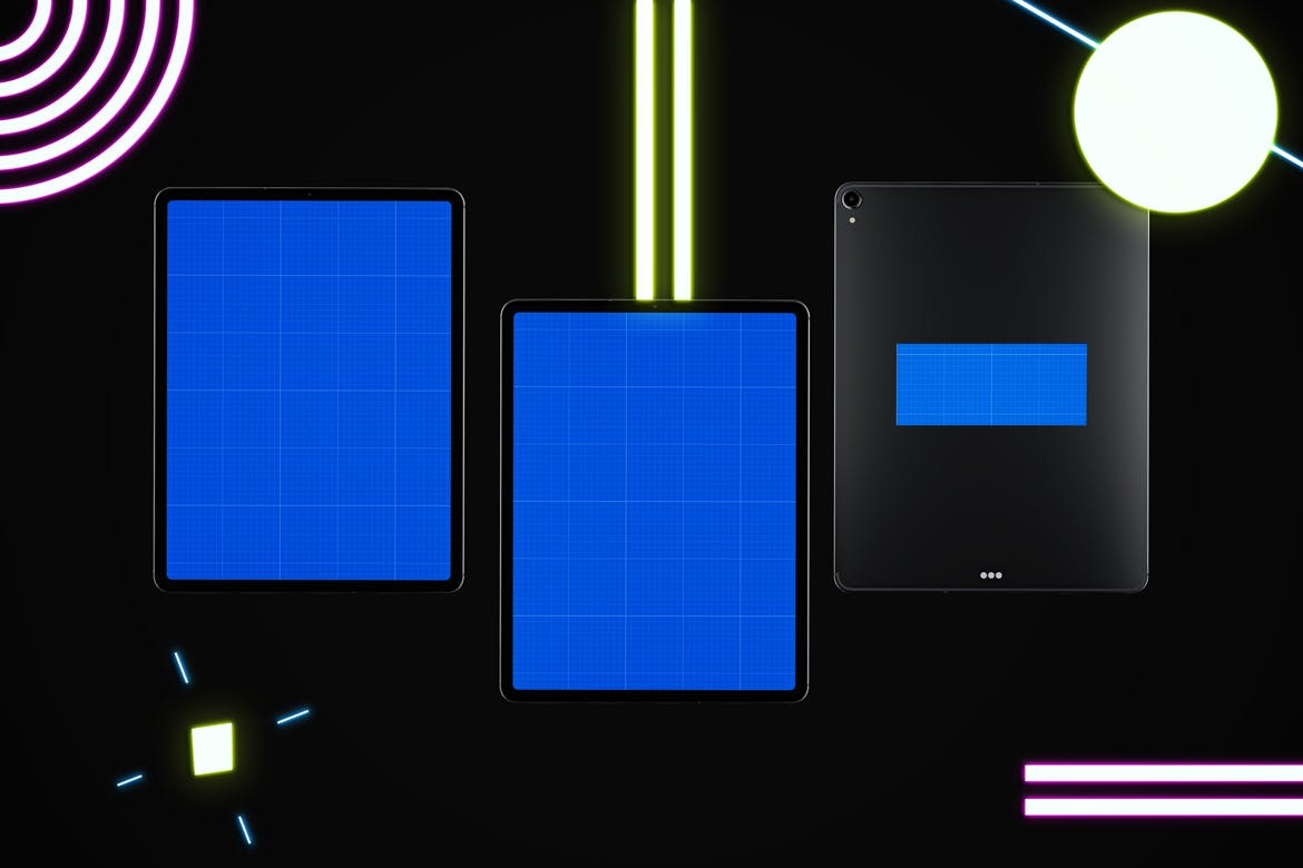 iPad Pro第三方设计屏幕预览样机模板 Neon iPad Pro Mockup插图(11)