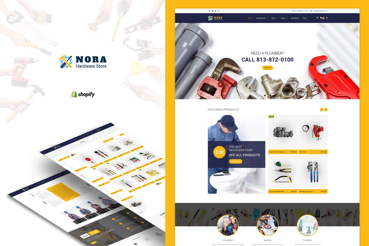 机械维修工具设备外贸电商网站Shopify主题模板素材库精选 Nora – Hardware Store Shopify theme插图