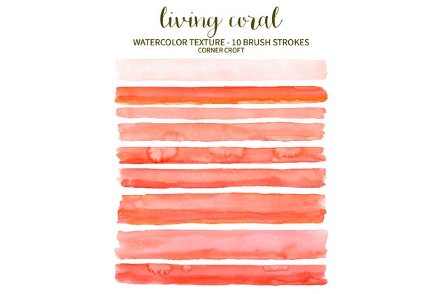 2019年流行色珊瑚红水彩纹理合集 Watercolor Texture Living Coral插图(2)