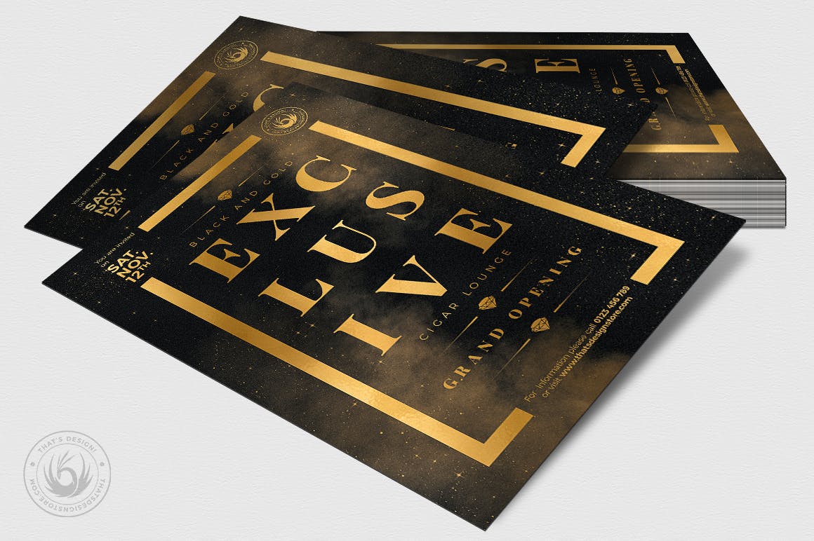 黑金配色奢华海报传单设计模板v14 Black and Gold Flyer Template V14插图(3)