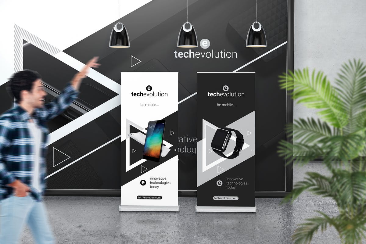 易拉宝Banner广告设计展示样机 Roll Up Banner Stand Mockup插图