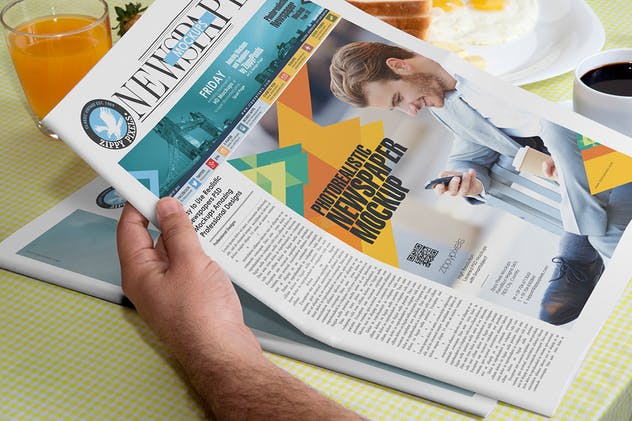 早餐读报场景报纸广告设计样机 Newspaper Ad Design Mockups插图(5)