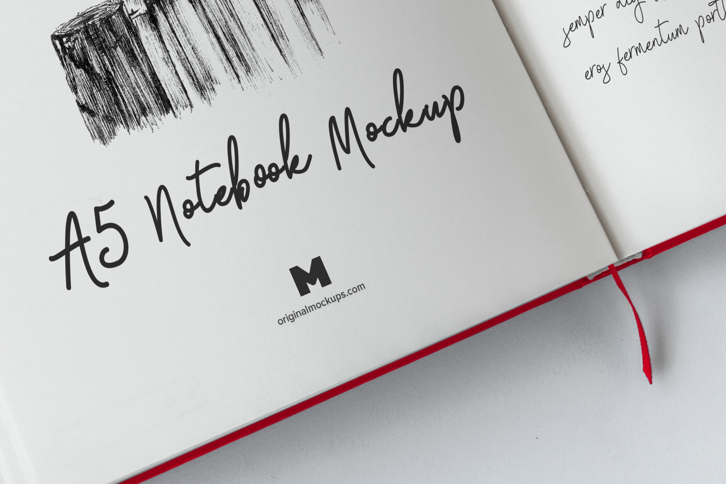 A5精装笔记本记事本内页样机模板02 A5 Hardcover Notebook Mockup 02插图(1)