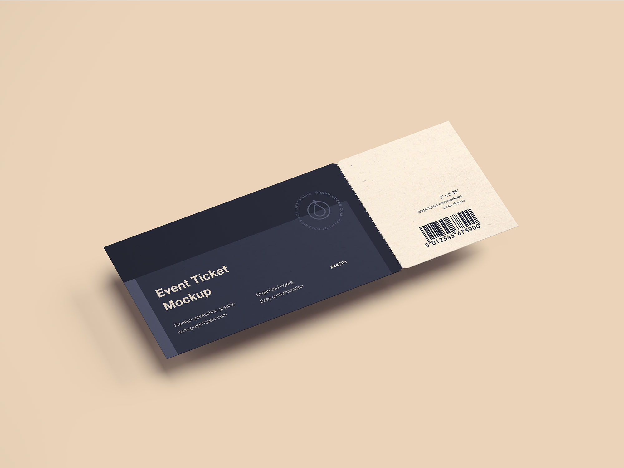 门票设计图片样机模板 Simple Ticket Mockup插图