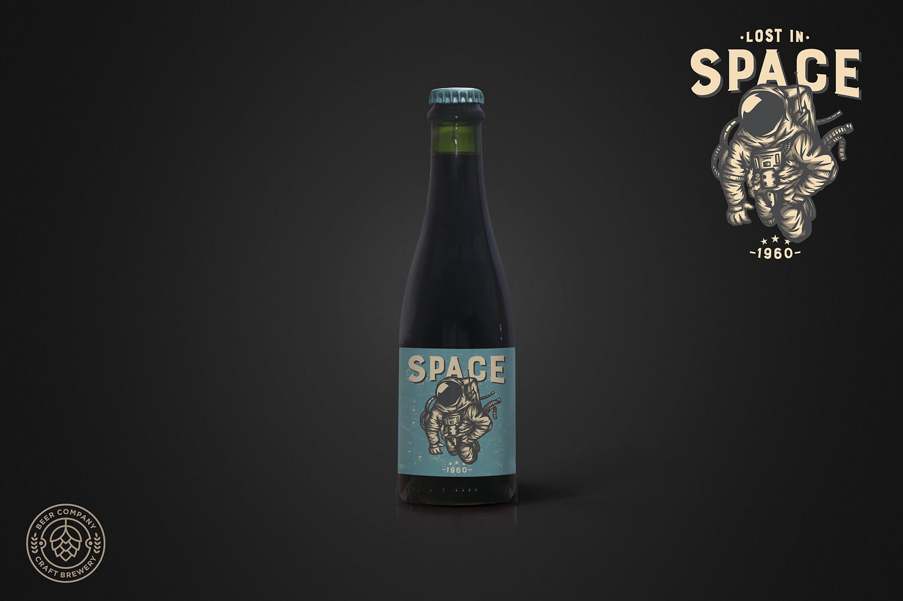 37cl黑啤啤酒瓶外观设计图素材库精选模板 Clean 37cl Black Beer Mockup插图(1)