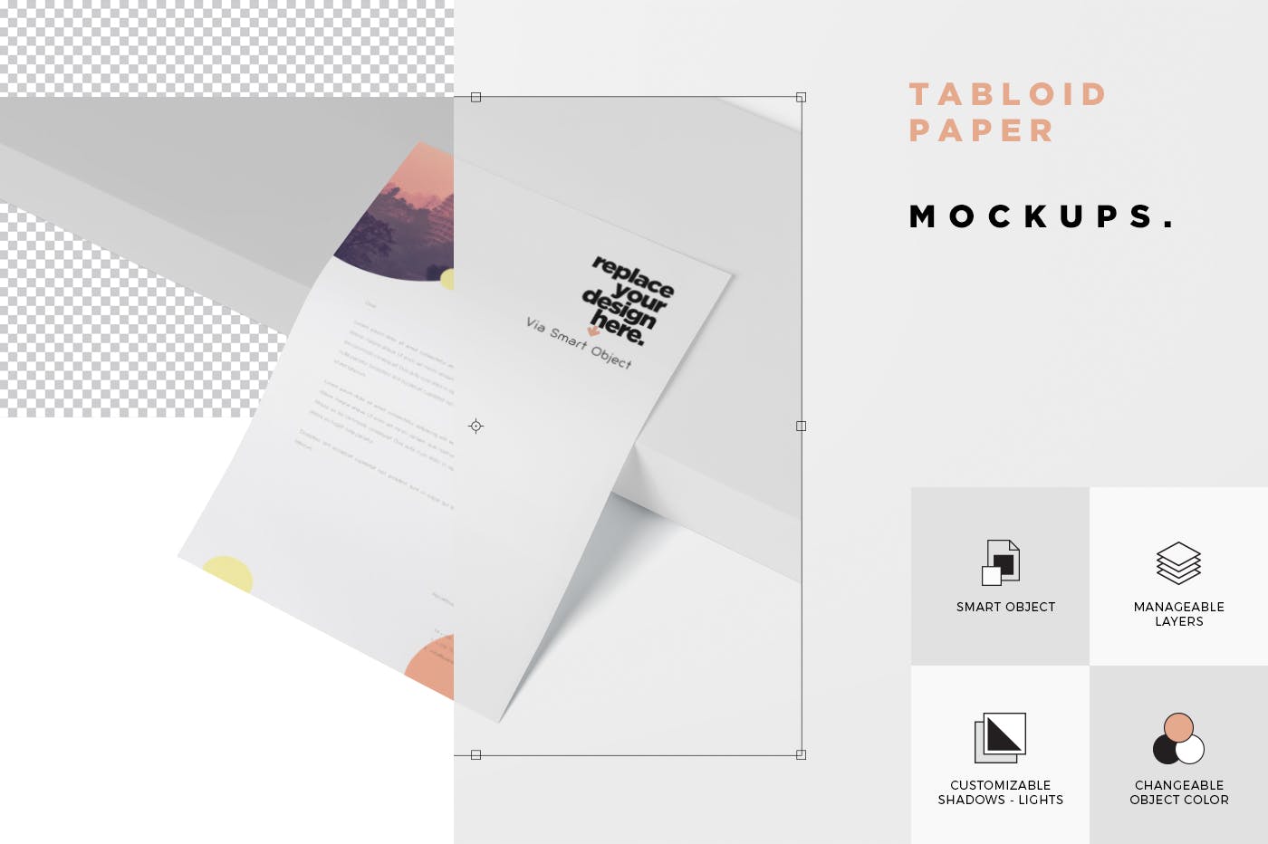 简报/企业信纸/小报印刷效果图样机 Tabloid Paper Mockup – 11×17 Inch插图(5)