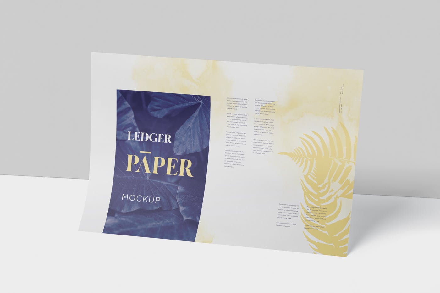 印刷品设计效果图样机素材库精选模板 Ledger Paper Mockup – 17×11 Inch Size插图(3)