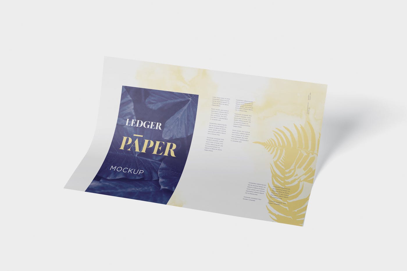印刷品设计效果图样机素材库精选模板 Ledger Paper Mockup – 17×11 Inch Size插图(4)