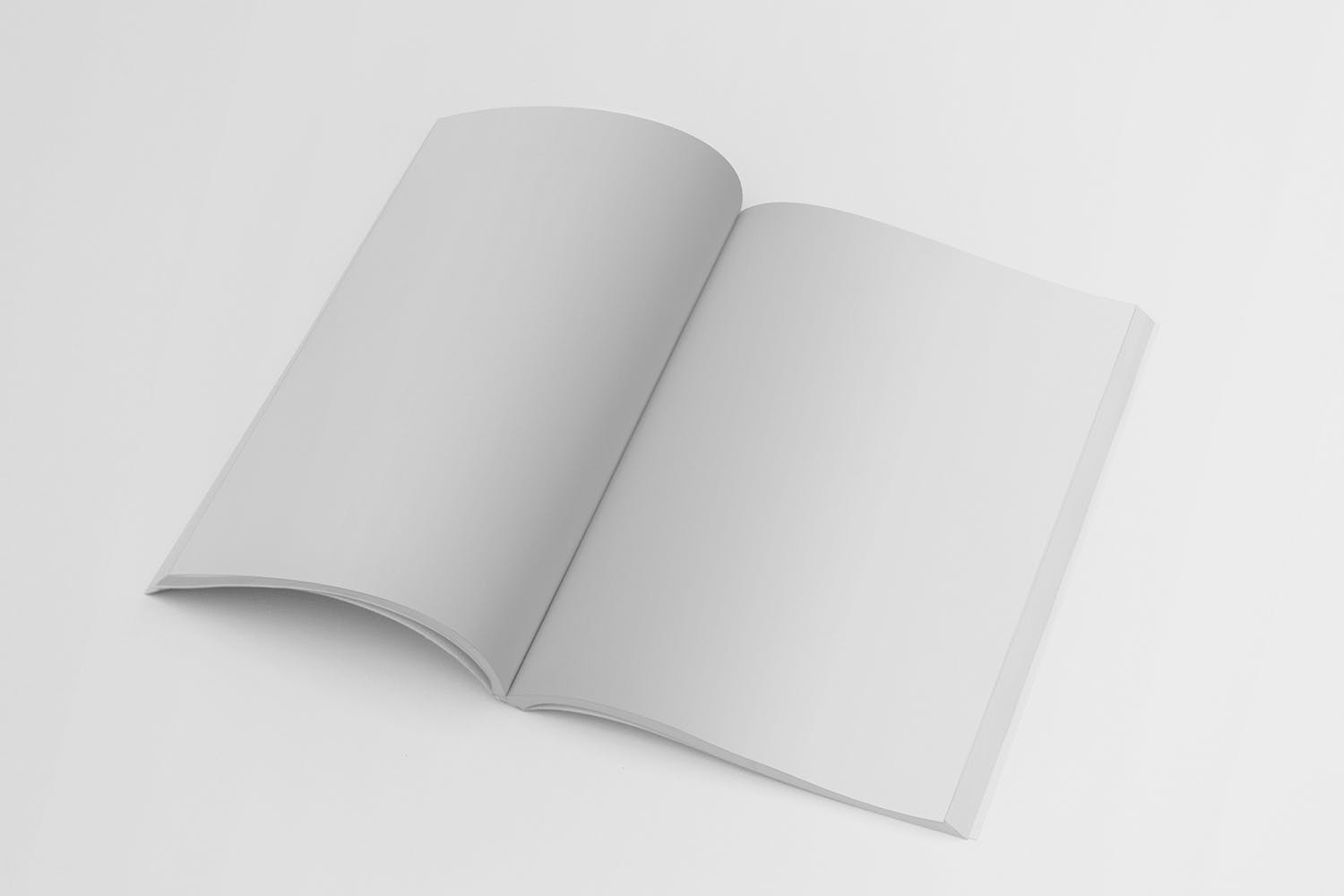 杂志内页版式设计翻页效果图样机素材库精选 Magazine Mockup Folded Page插图(1)