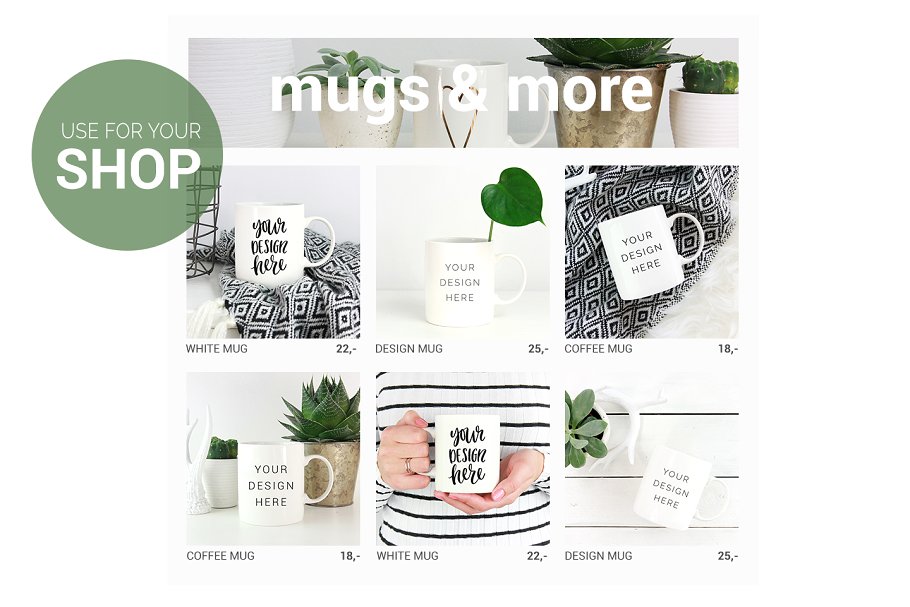 白色咖啡杯马克杯样机 Mug mockup, white coffee lifestyle插图(1)