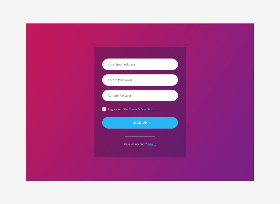 网站注册登录界面设计PSD模板v01 Sign Up / Sign In PSD Template V01插图(3)