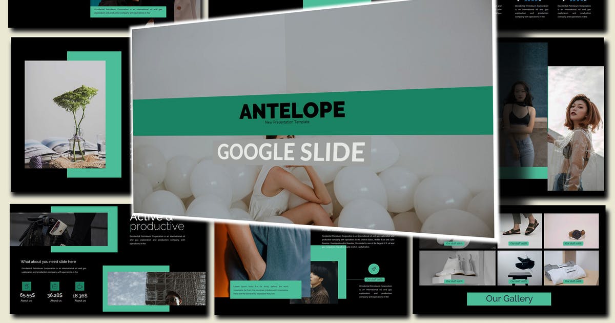 新品发布会暗黑风格Lookbook素材库精选谷歌演示模板 Antelope Lookbook Dark Google Slides Presentation插图