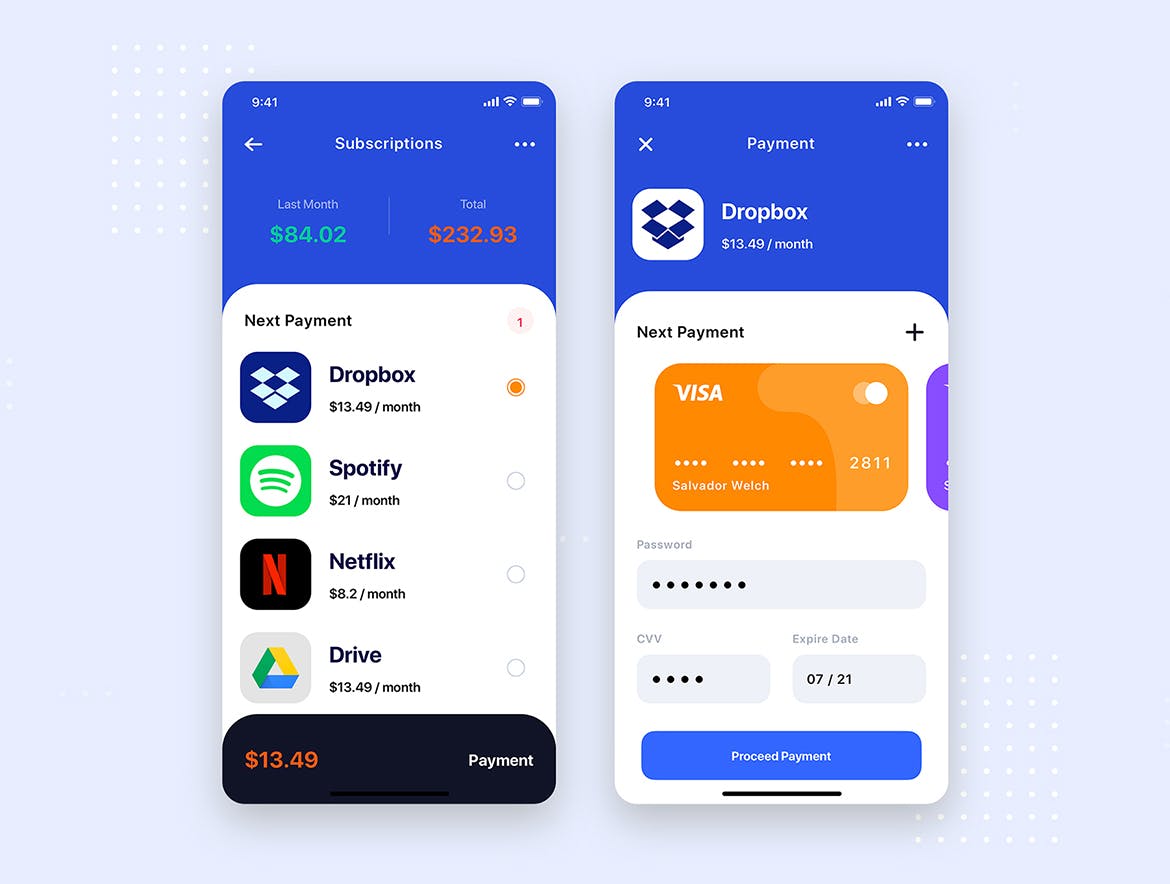 移动支付生活APP应用UI交互界面设计XD模板 BARIUM – Multipurpose Card-based_ADOBE XD插图(7)