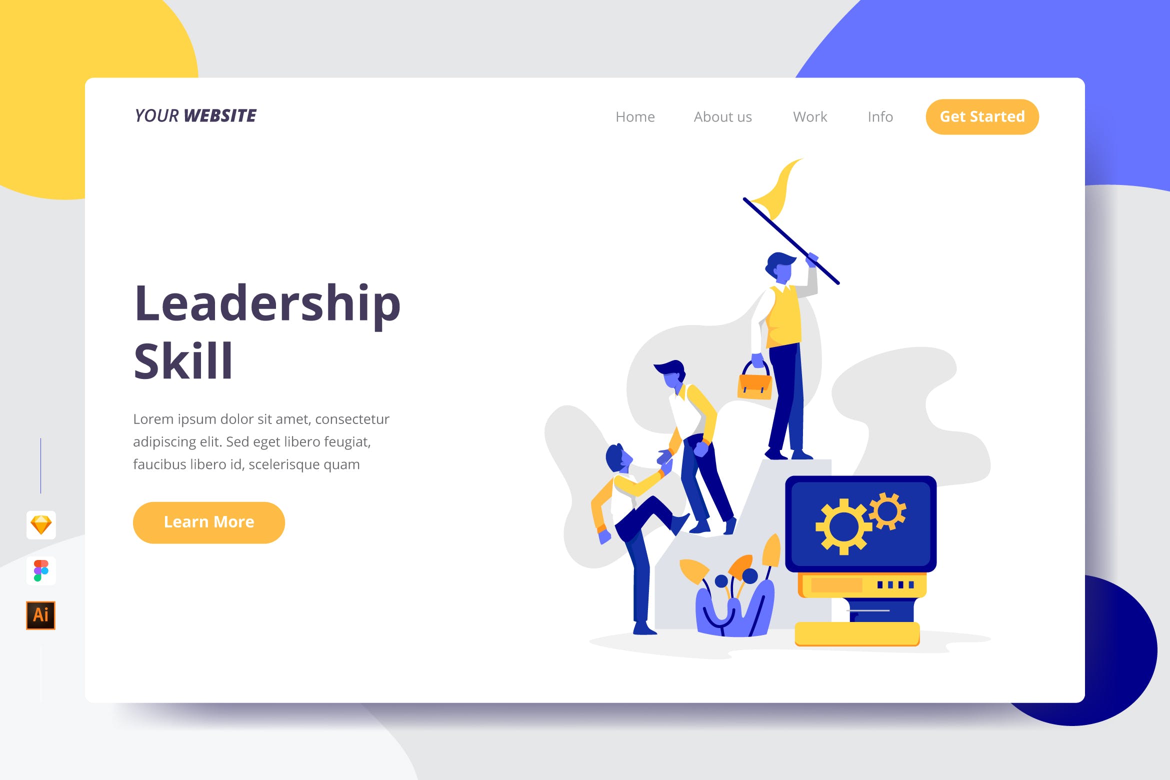 领导技能主题插画网站着陆页设计素材库精选模板 Leadership Skill – Landing Page插图
